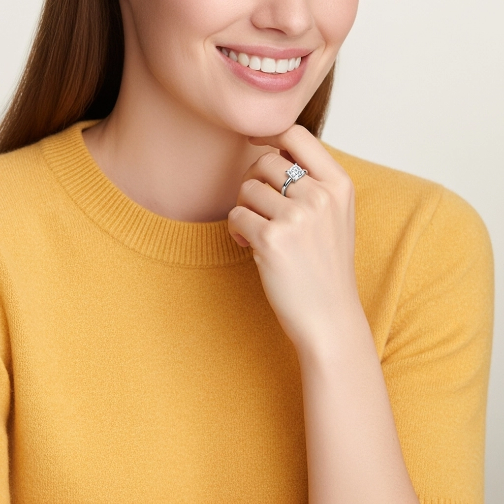 1.50ct Moissanite Bague de fiançailles Or blanc 18 carats