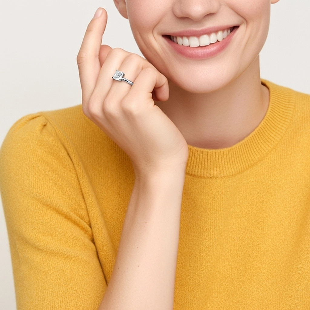 1.50ct Moissanite Bague de fiançailles Or blanc 18 carats