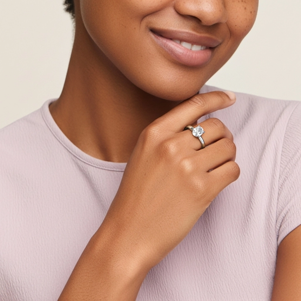 2.00ct Moissanite Engagement Ring 18K White Gold