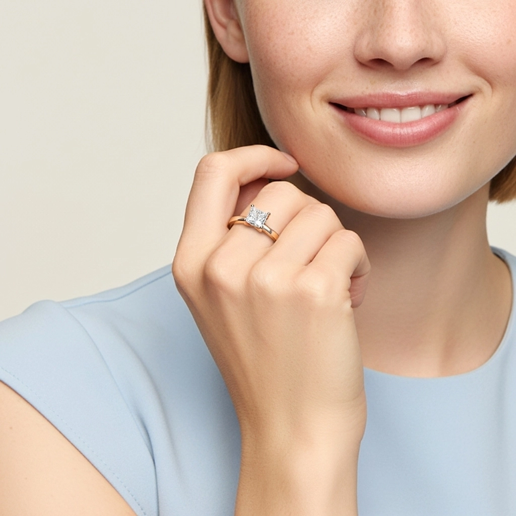 1.00ct Moissanite Engagement Ring 925 Sterling Silver