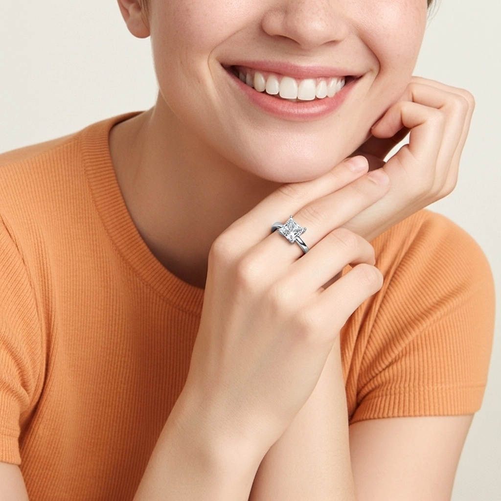 1.50ct Moissanite Bague de fiançailles Or blanc 14 carats