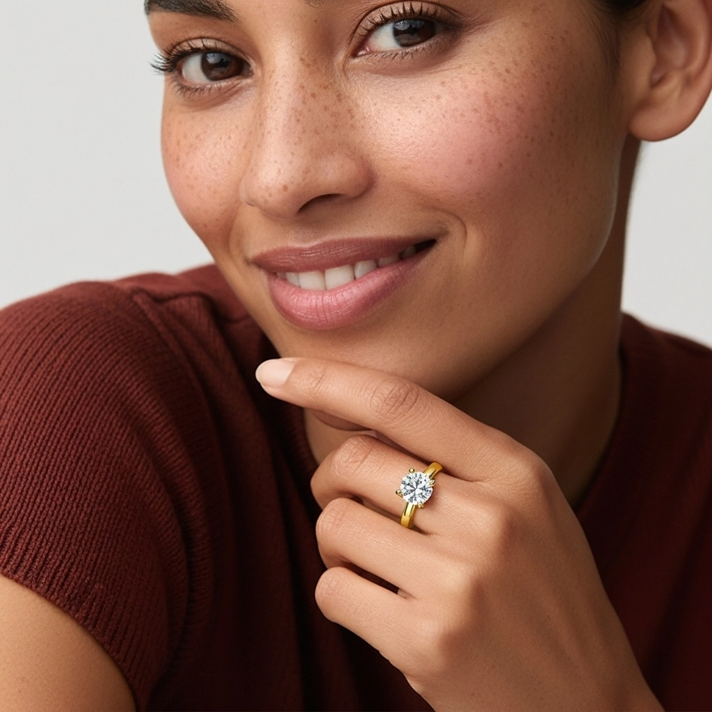 1.00ct Moissanite Engagement Ring 14K Gold