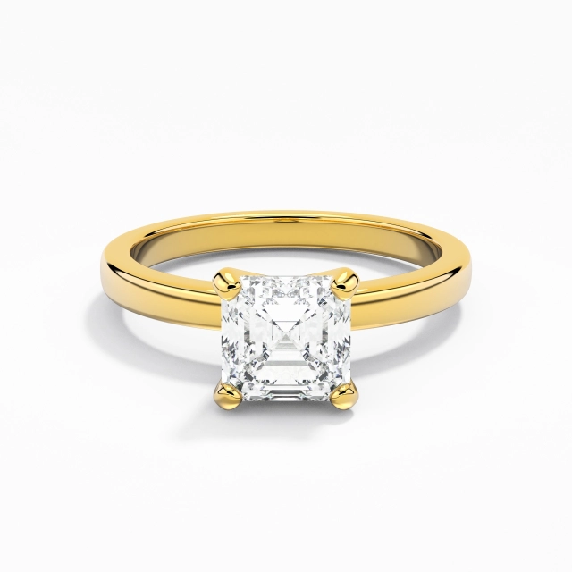 1.00ct Asscher Moissanite Engagement Ring 925 Sterling Silver Prong Simple Straight Shank