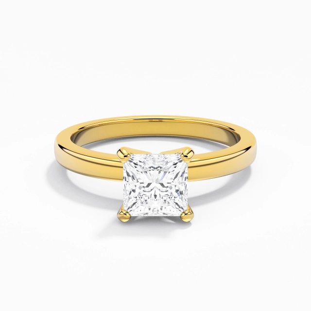 1.00ct Princess Moissanite Engagement Ring 925 Sterling Silver Prong Simple Straight Shank