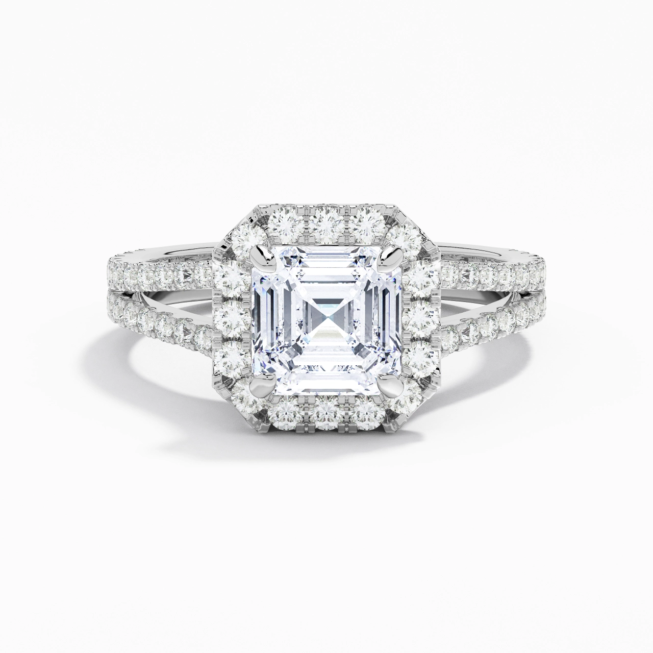 Glory Asscher 2.00ct Moissanite Engagement Ring