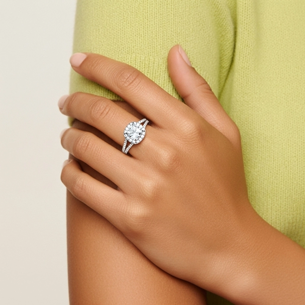 Gloria Cojín 1.00ct Moissanita Anillo de Compromiso