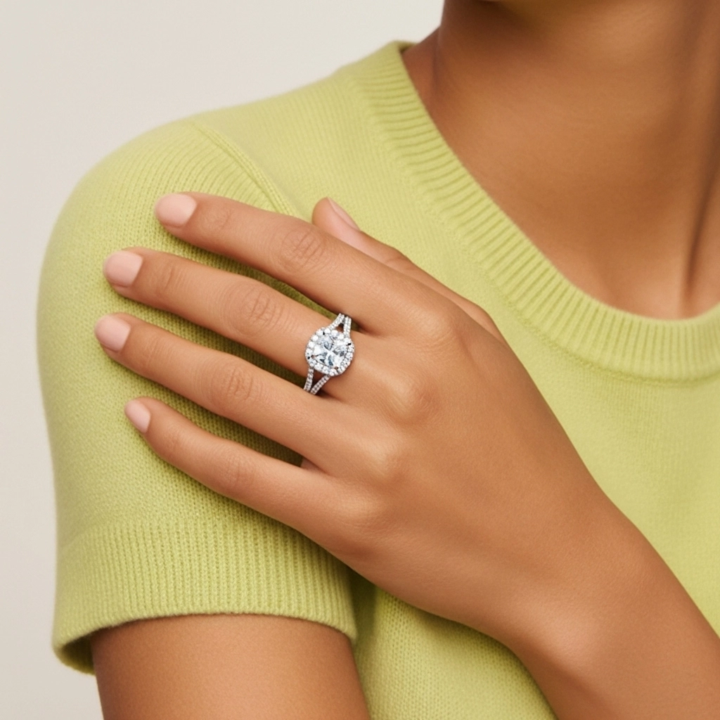 Gloria Cojín 1.00ct Moissanita Anillo de Compromiso