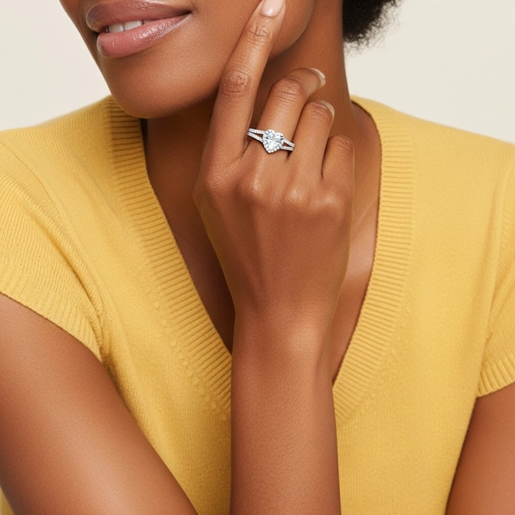 Gloria Corazón 1.00ct Moissanita Anillo de Compromiso