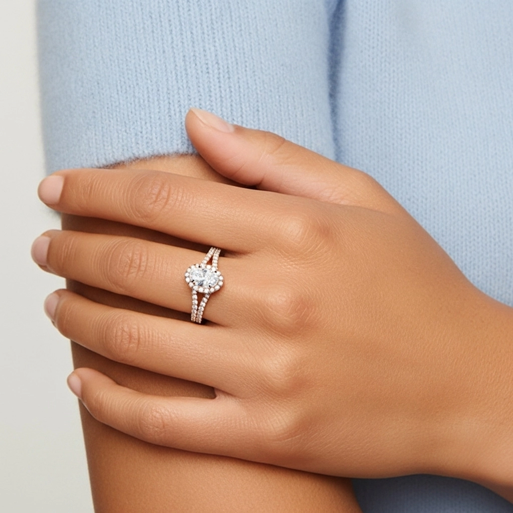 Gloria Ovalado 1.00ct Moissanita Anillo de Compromiso