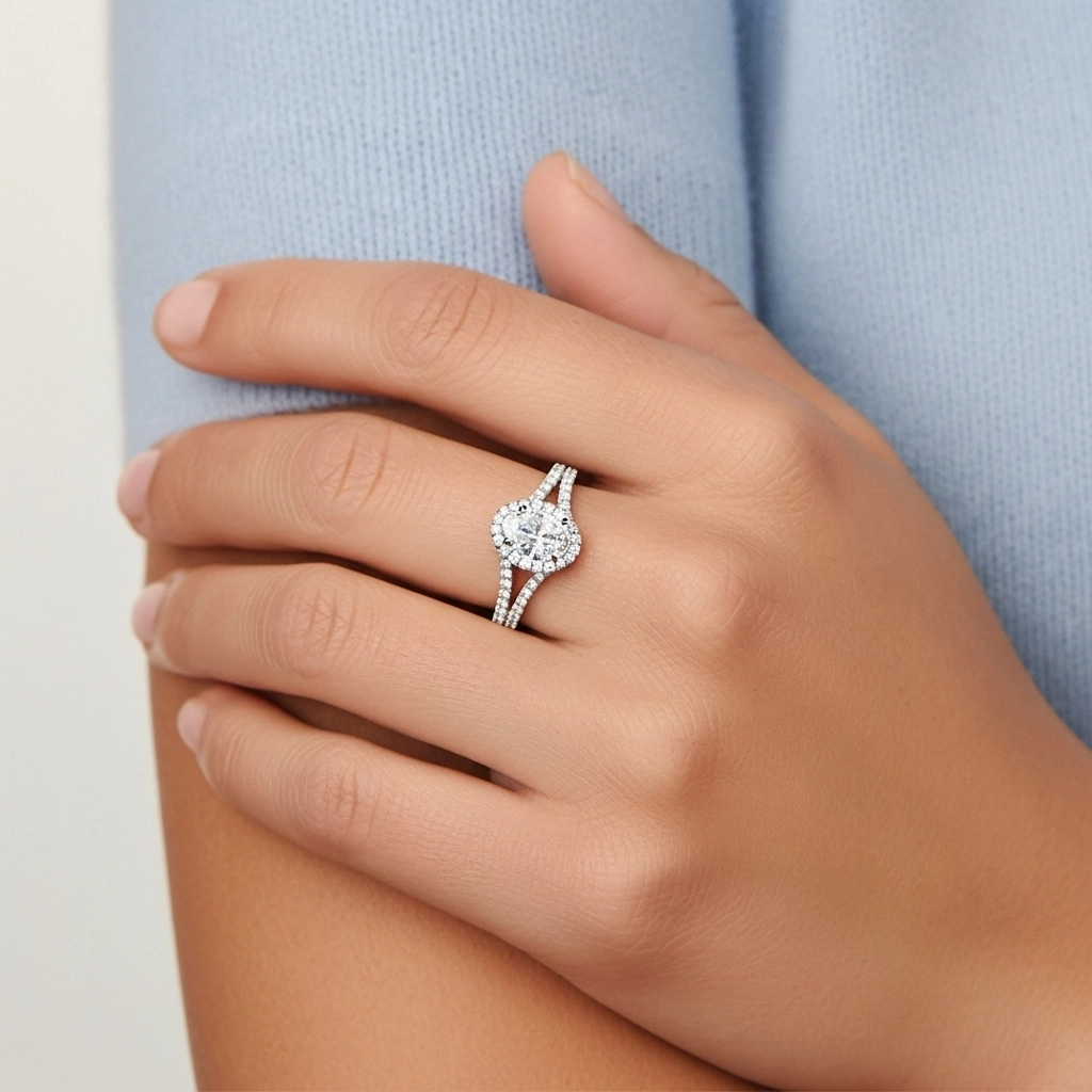 Gloria Ovalado 1.00ct Moissanita Anillo de Compromiso