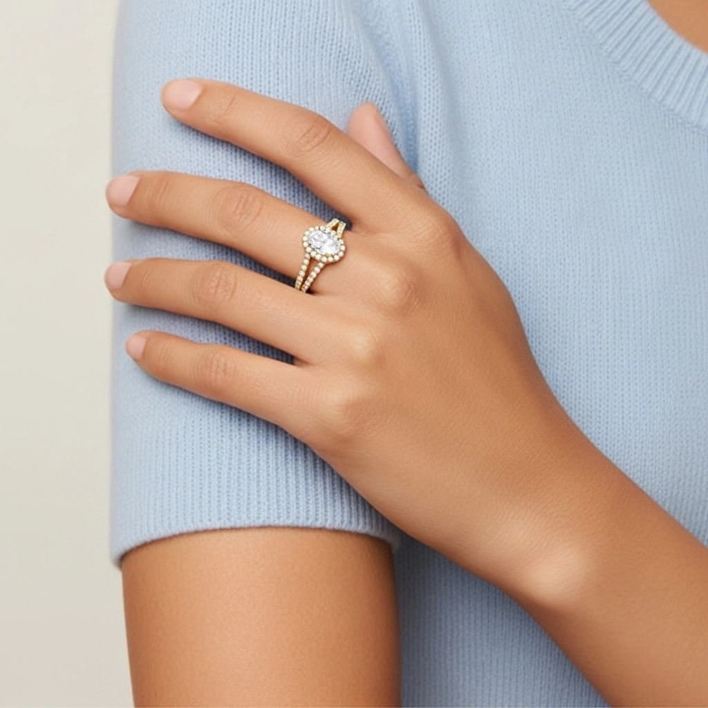 Glory Oval 1.00ct Moissanite Engagement Ring