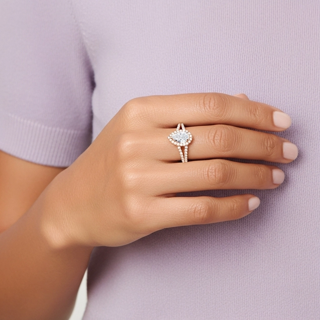 Gloria Pera 1.00ct Moissanita Anillo de Compromiso