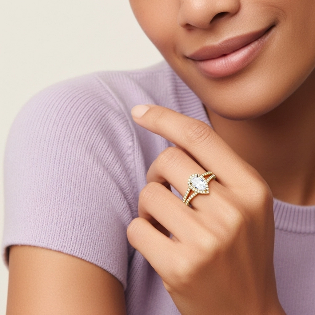 Gloria Pera 1.00ct Moissanita Anillo de Compromiso