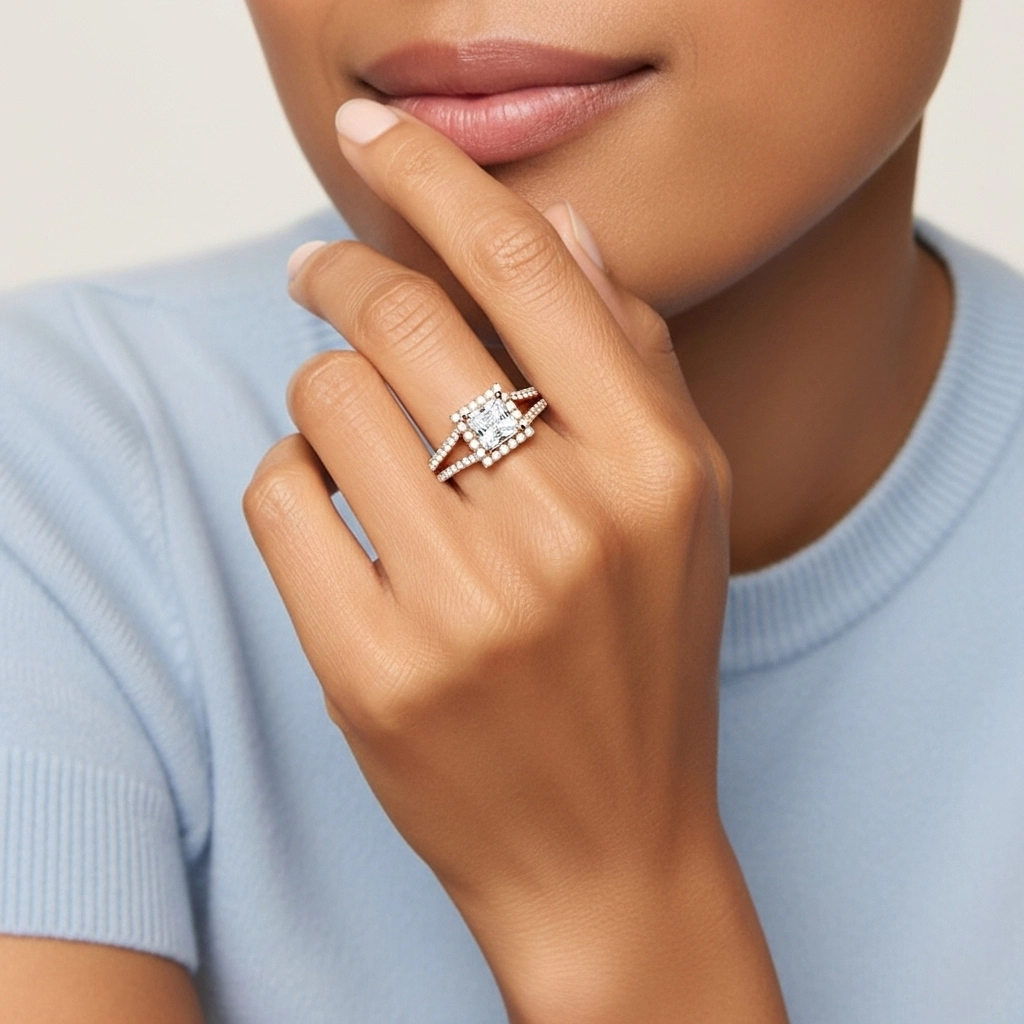 Gloria Princesa 1.00ct Moissanita Anillo de Compromiso