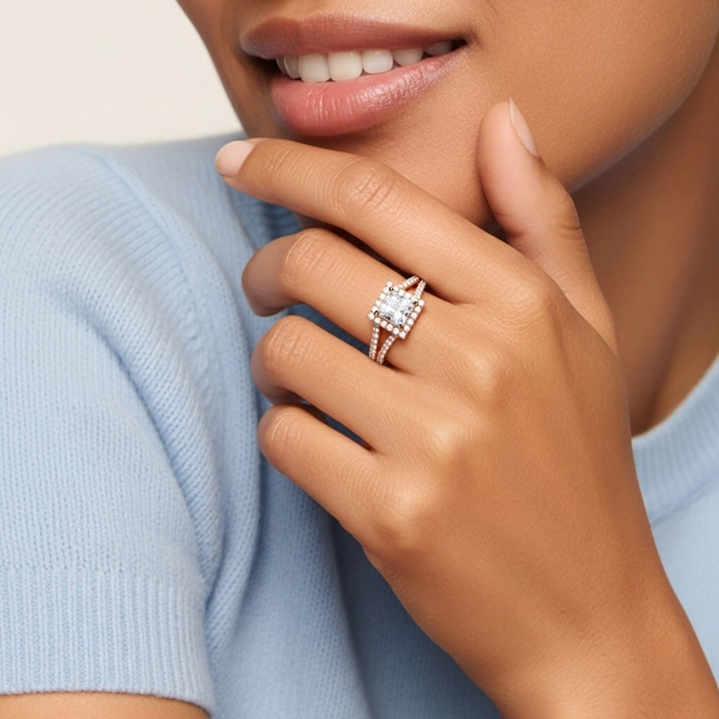 Gloria Princesa 1.00ct Moissanita Anillo de Compromiso