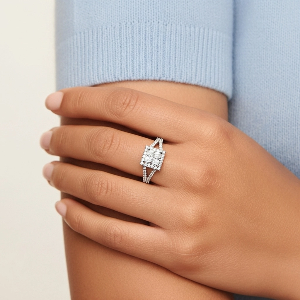 Gloria Princesa 1.00ct Moissanita Anillo de Compromiso