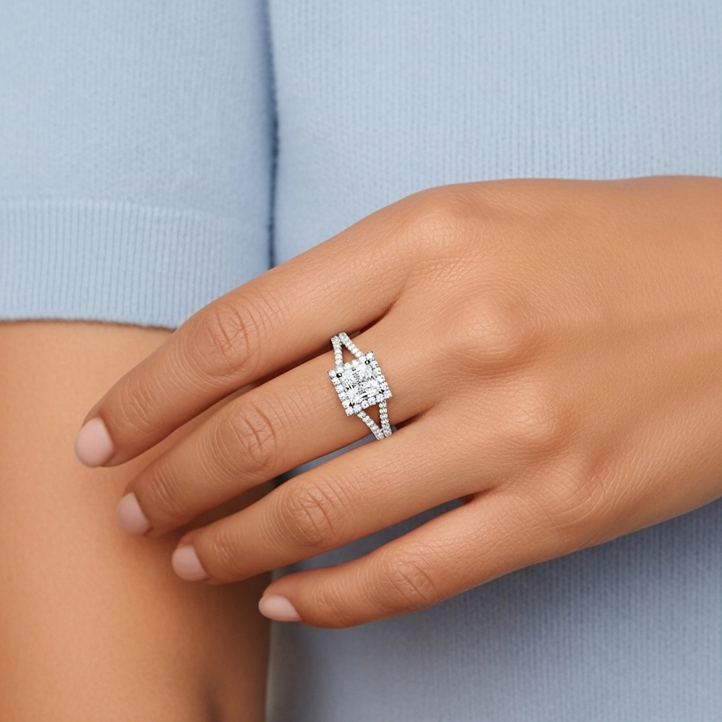 Gloria Princesa 1.00ct Moissanita Anillo de Compromiso