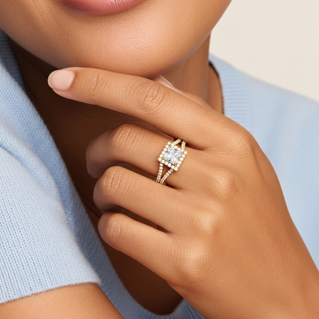 Glory Princess 1.00ct Moissanite Engagement Ring