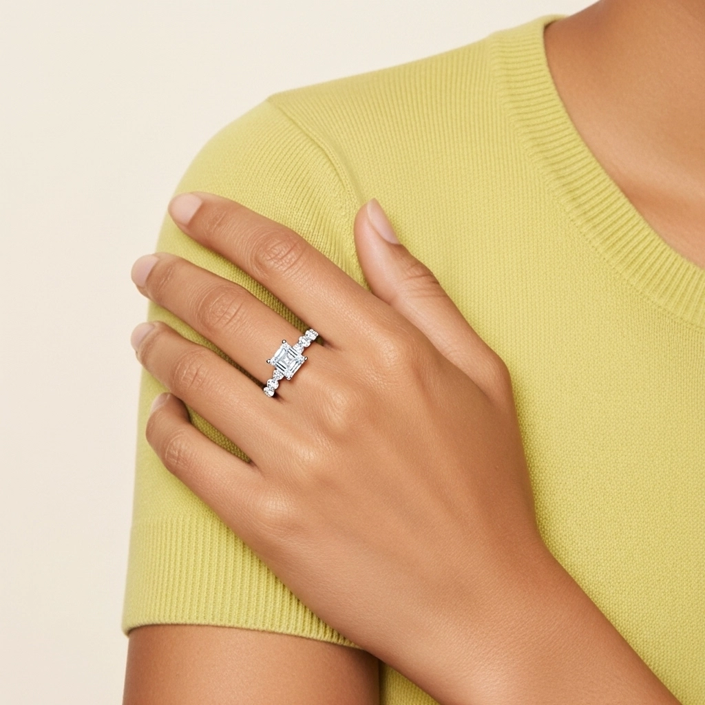 1.00ct Moissanite Engagement Ring 925 Sterling Silver