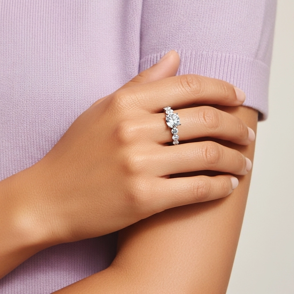 1.00ct Moissanite Bague de fiançailles Argent sterling 925