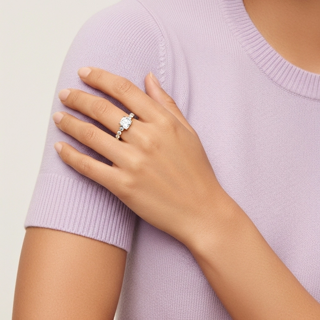 Classique Coussin 1.00ct Moissanite Bague de fiançailles