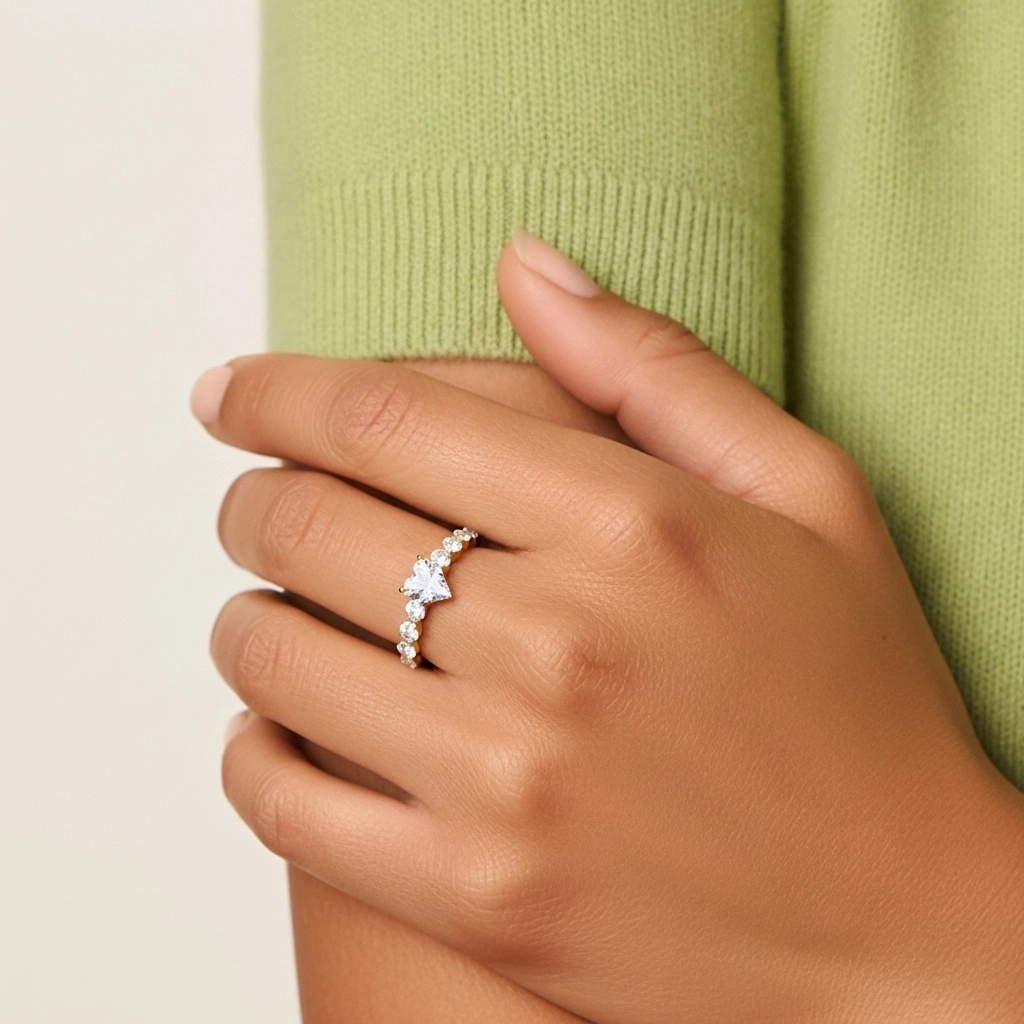 Classique Cœur 2.00ct Moissanite Bague de fiançailles