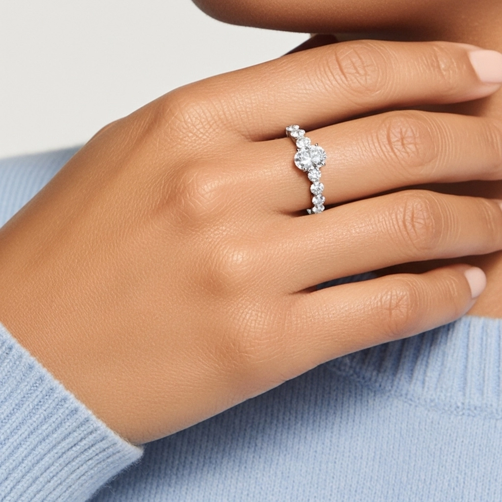 1.00ct Moissanite Engagement Ring 925 Sterling Silver