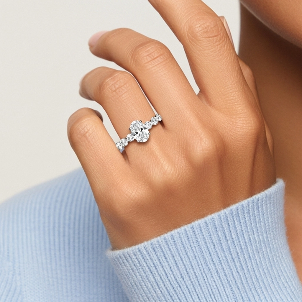 1.00ct Moissanite Engagement Ring 925 Sterling Silver