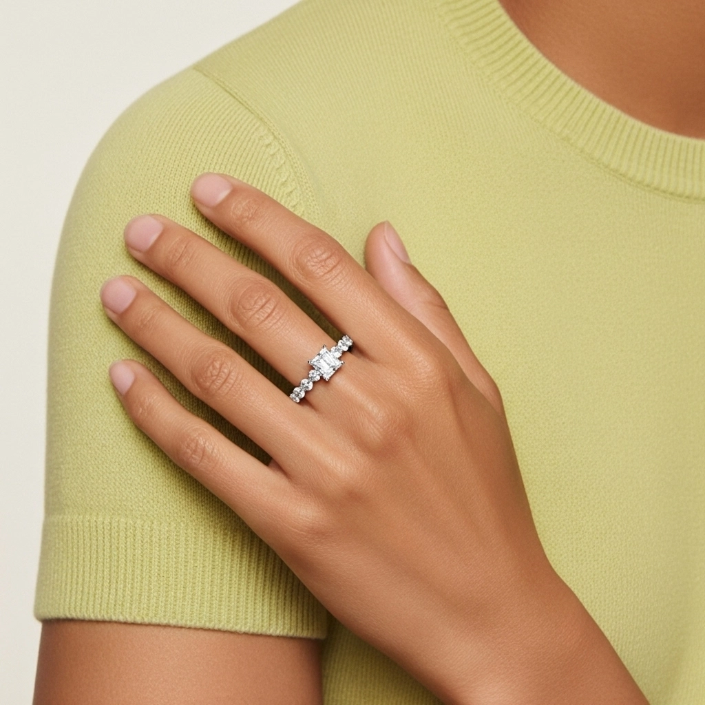 1.00ct Moissanite Engagement Ring 925 Sterling Silver