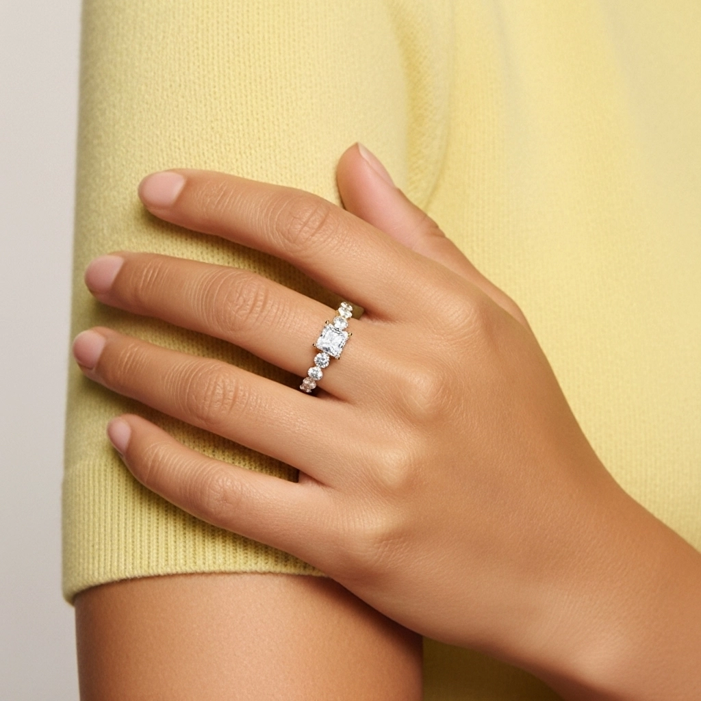 Classic Princess 1.00ct Moissanite Engagement Ring