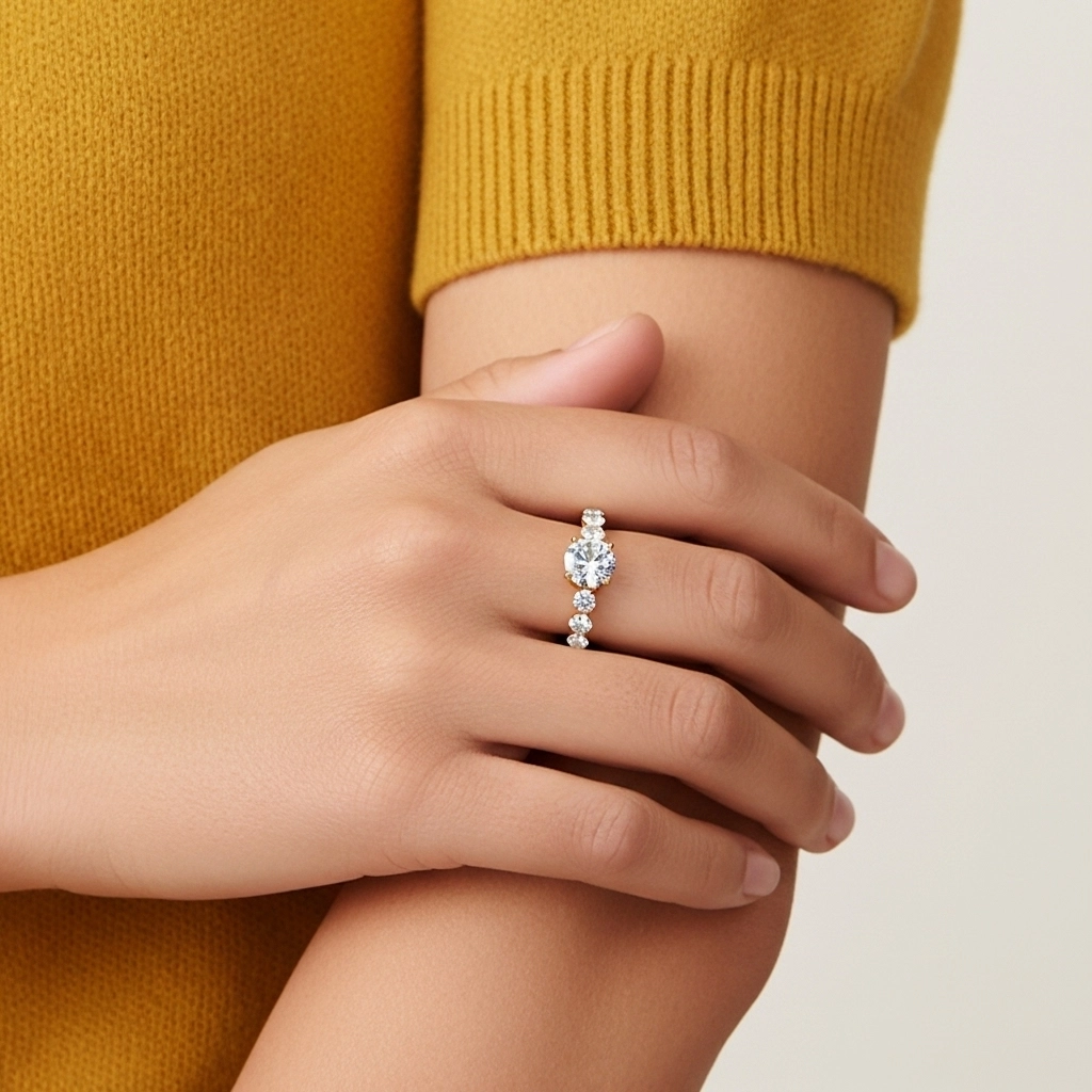 1.00ct Moissanite Engagement Ring 925 Sterling Silver