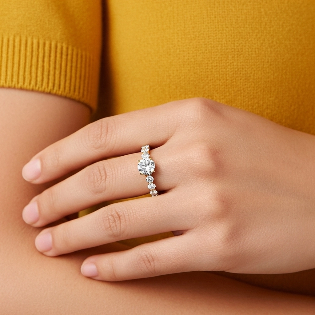 1.00ct Moissanite Engagement Ring 925 Sterling Silver