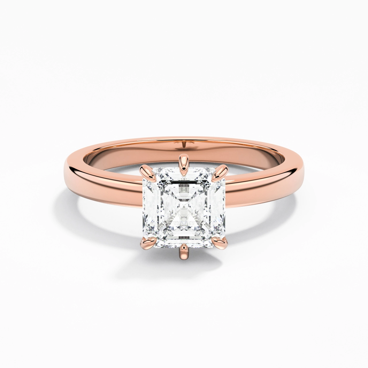 1.00ct Moissanite Moissanite Bague de fiançailles Or rose 14 carats