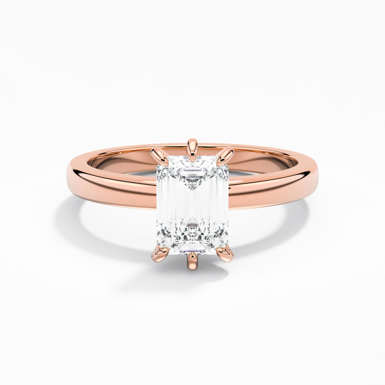 1.00ct Moissanite Moissanite Bague de fiançailles Or rose 14 carats