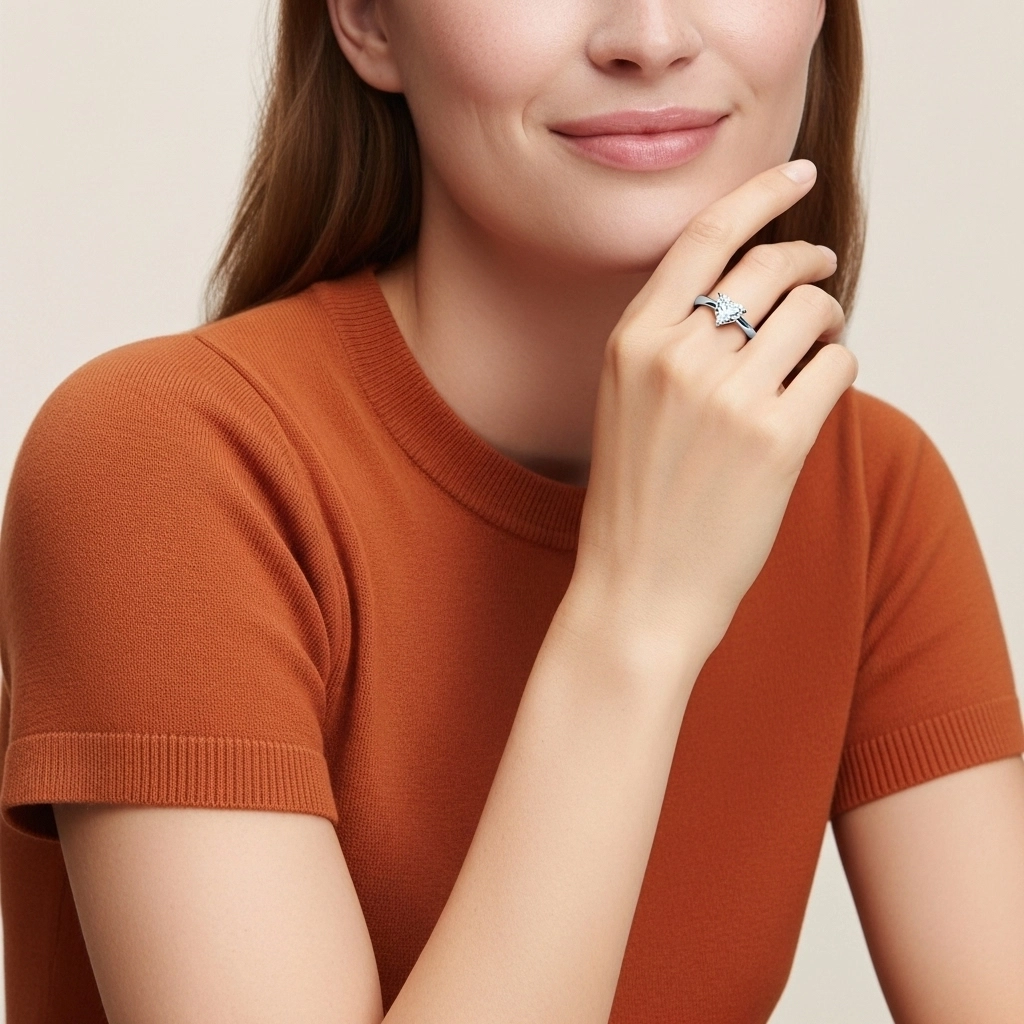 1.00ct Moissanite Engagement Ring 18K White Gold