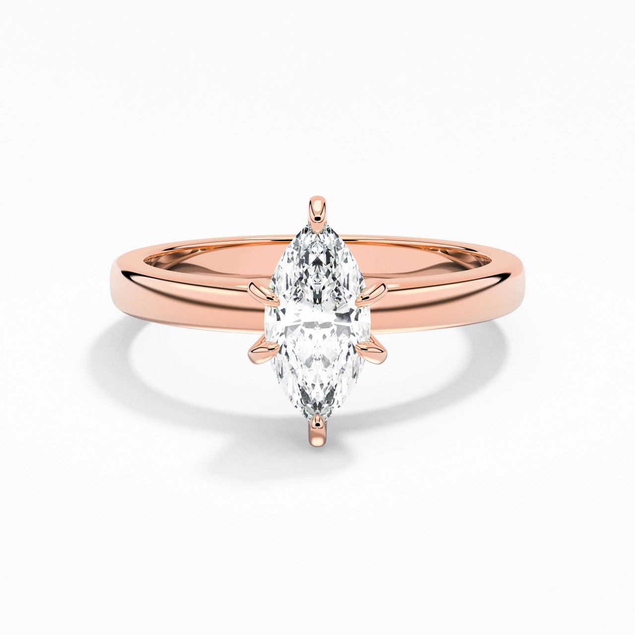 0.80ct Moissanite Moissanite Bague de fiançailles Or rose 14 carats
