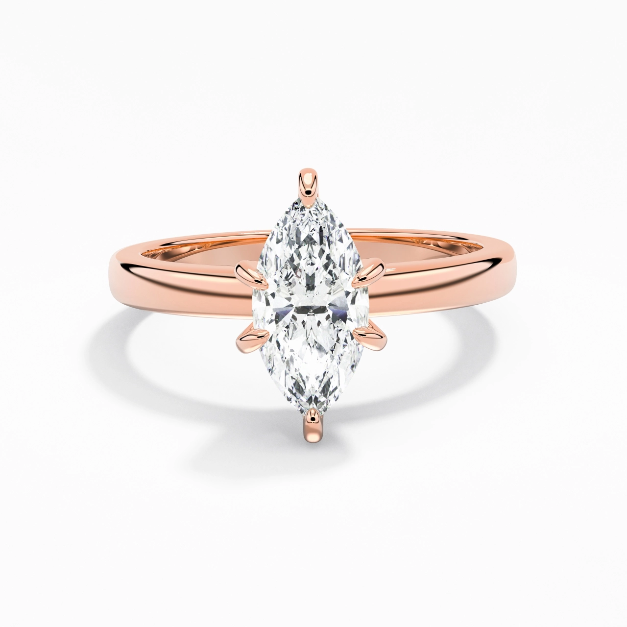 1.00ct Moissanite Moissanite Bague de fiançailles Or rose 14 carats