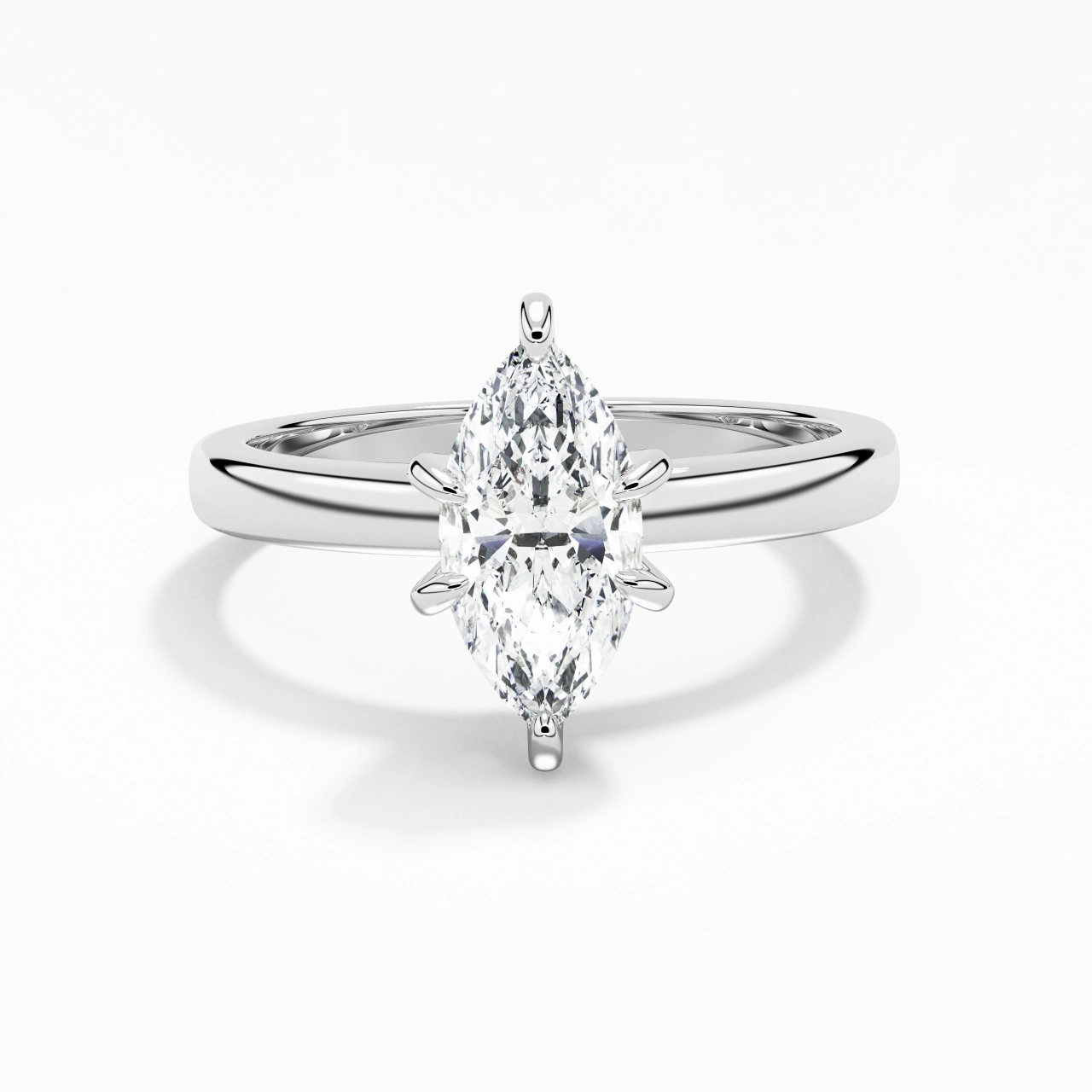 1.00ct Moissanite Moissanite Bague de fiançailles Or blanc 18 carats
