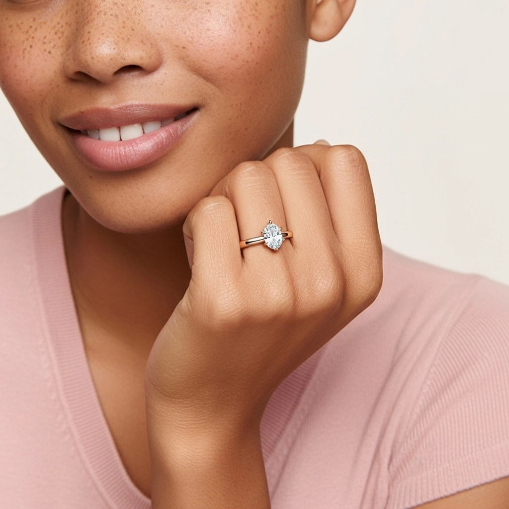 1.00ct Moissanite Engagement Ring 18K Rose Gold