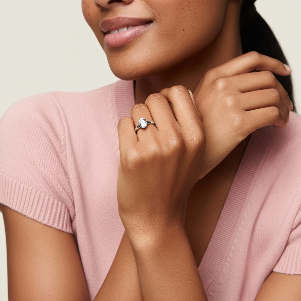 1.00ct Moissanite Engagement Ring 925 Sterling Silver