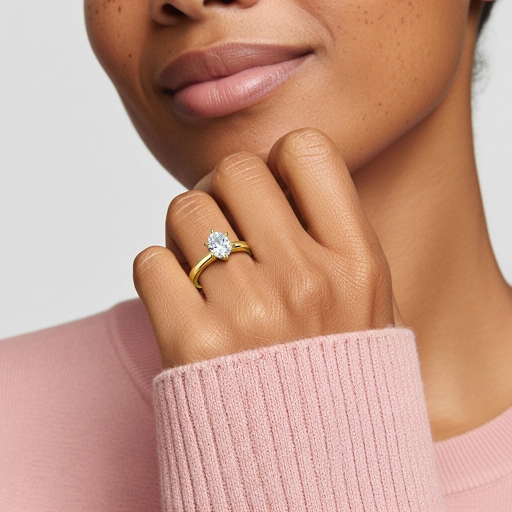 1.00ct Moissanite Engagement Ring 18K Gold