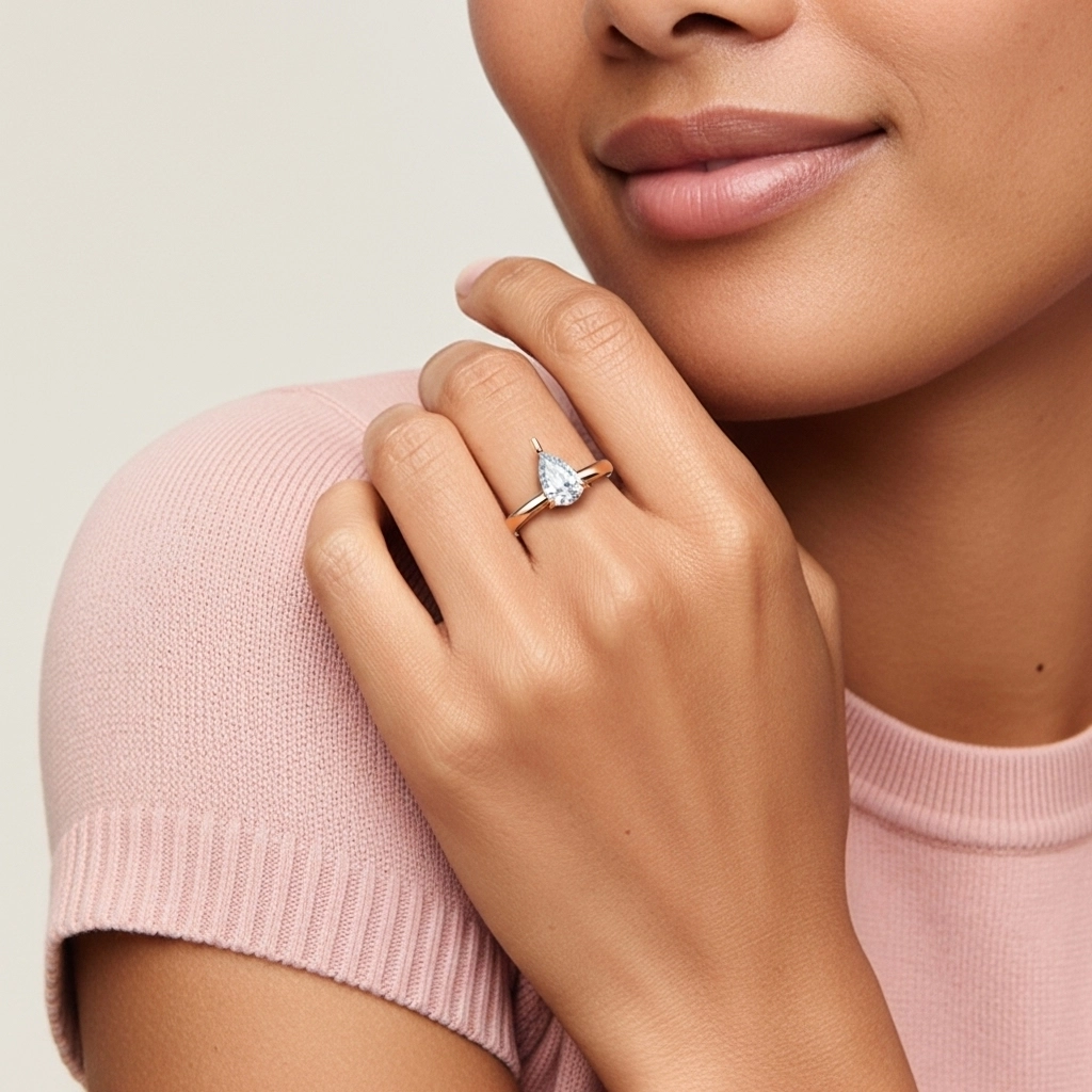 1.00ct Moissanite Engagement Ring 18K Rose Gold