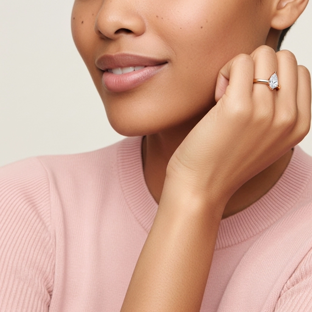 1.00ct Moissanite Engagement Ring 18K Rose Gold