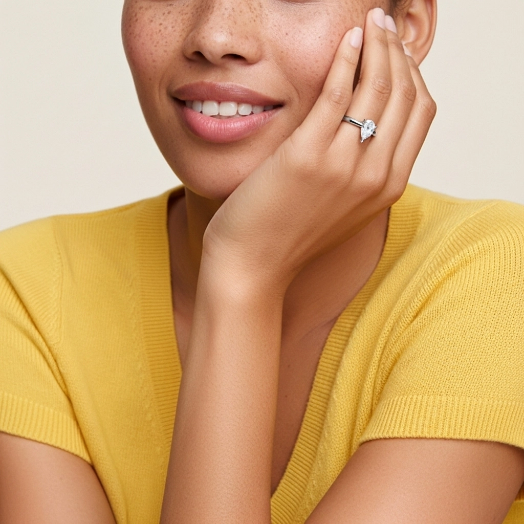 1.00ct Moissanite Engagement Ring 18K White Gold