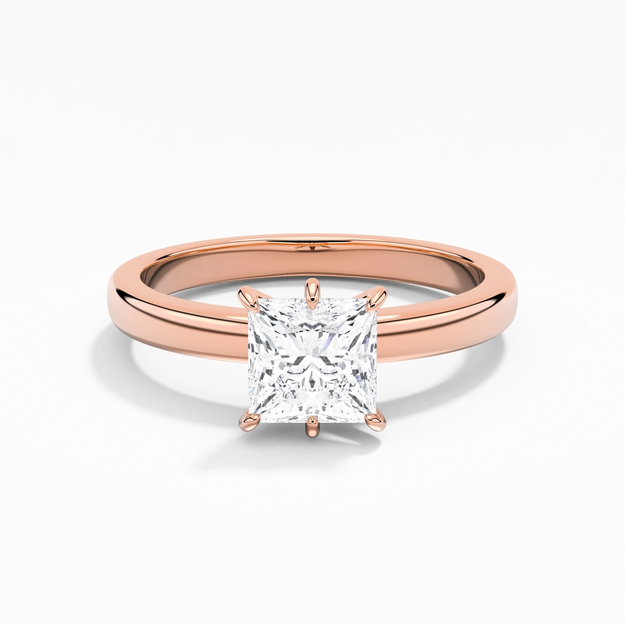 1.00ct Moissanite Moissanite Bague de fiançailles Or rose 14 carats