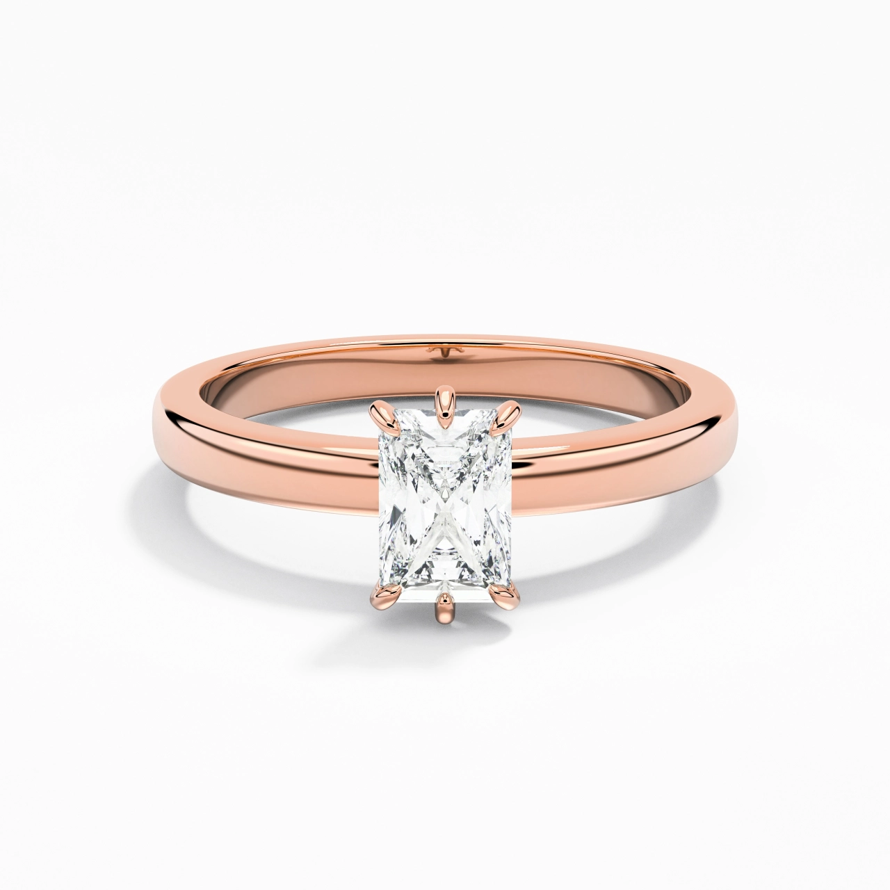 0.80ct Moissanite Moissanite Bague de fiançailles Or rose 14 carats