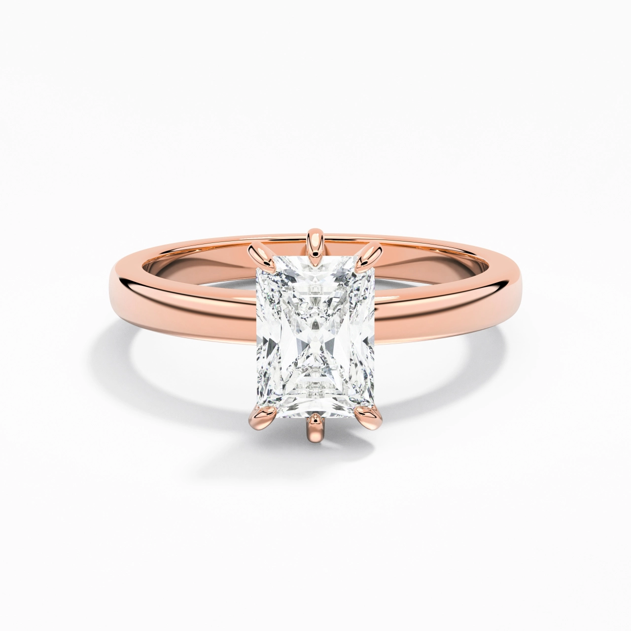 1.00ct Moissanite Moissanite Bague de fiançailles Or rose 14 carats