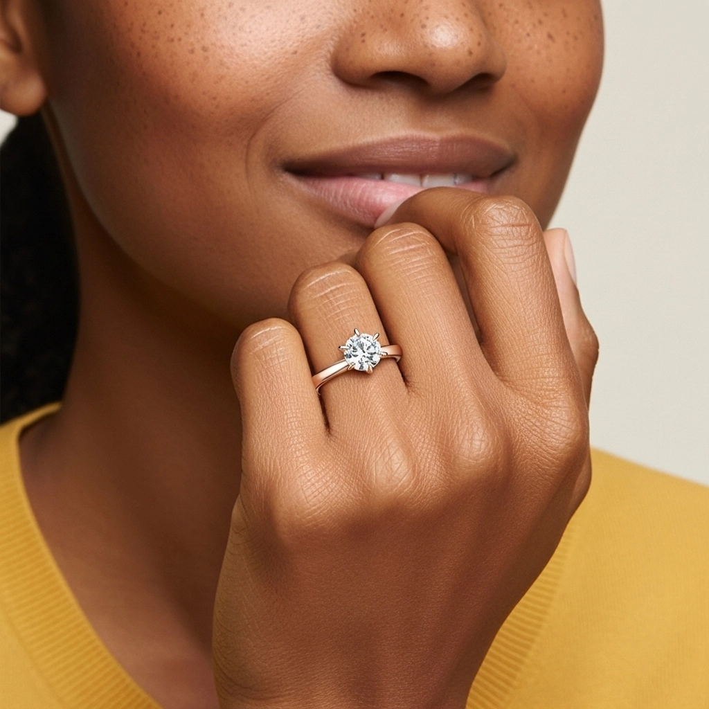 1.00ct Moissanite Engagement Ring 18K Rose Gold