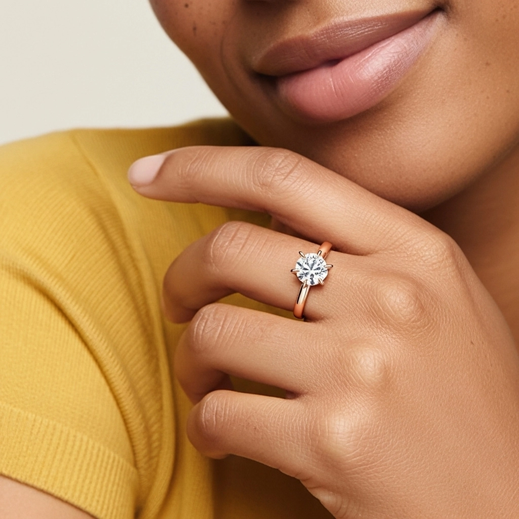 1.00ct Moissanite Engagement Ring 18K Rose Gold