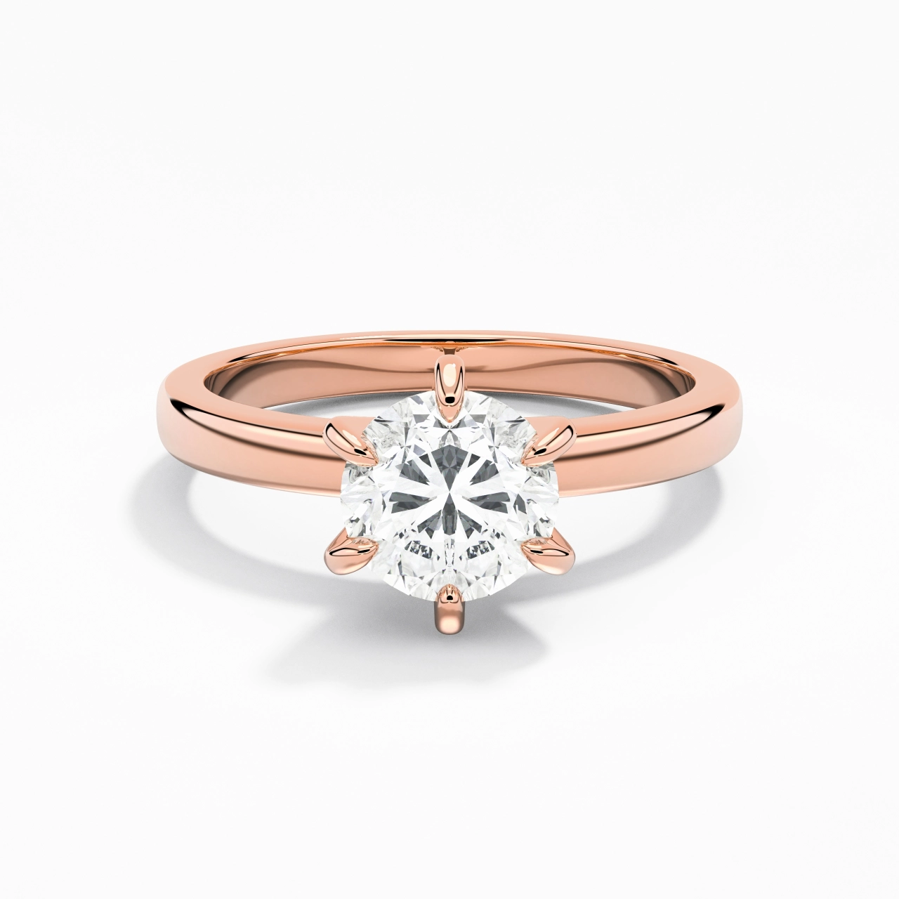 1.00ct Moissanite Engagement Ring 14K Rose Gold